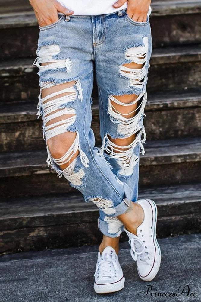Straight Ripped Jeans image 1