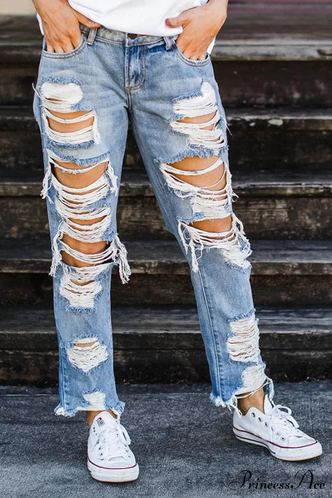 Straight Ripped Jeans image 3