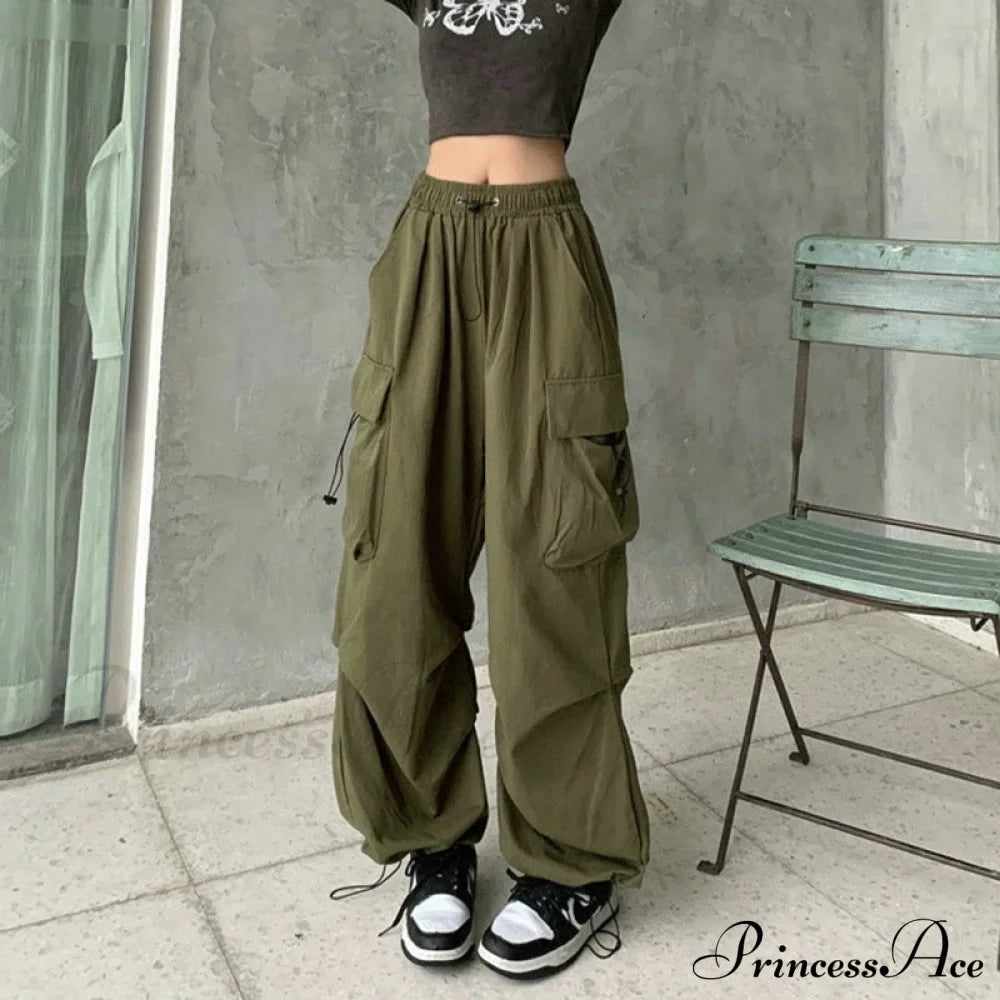 Straight Trousers Fashion Wide Leg Pockets Joggers Trousers image 10