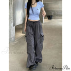 Straight Trousers Fashion Wide Leg Pockets Joggers Trousers image 3