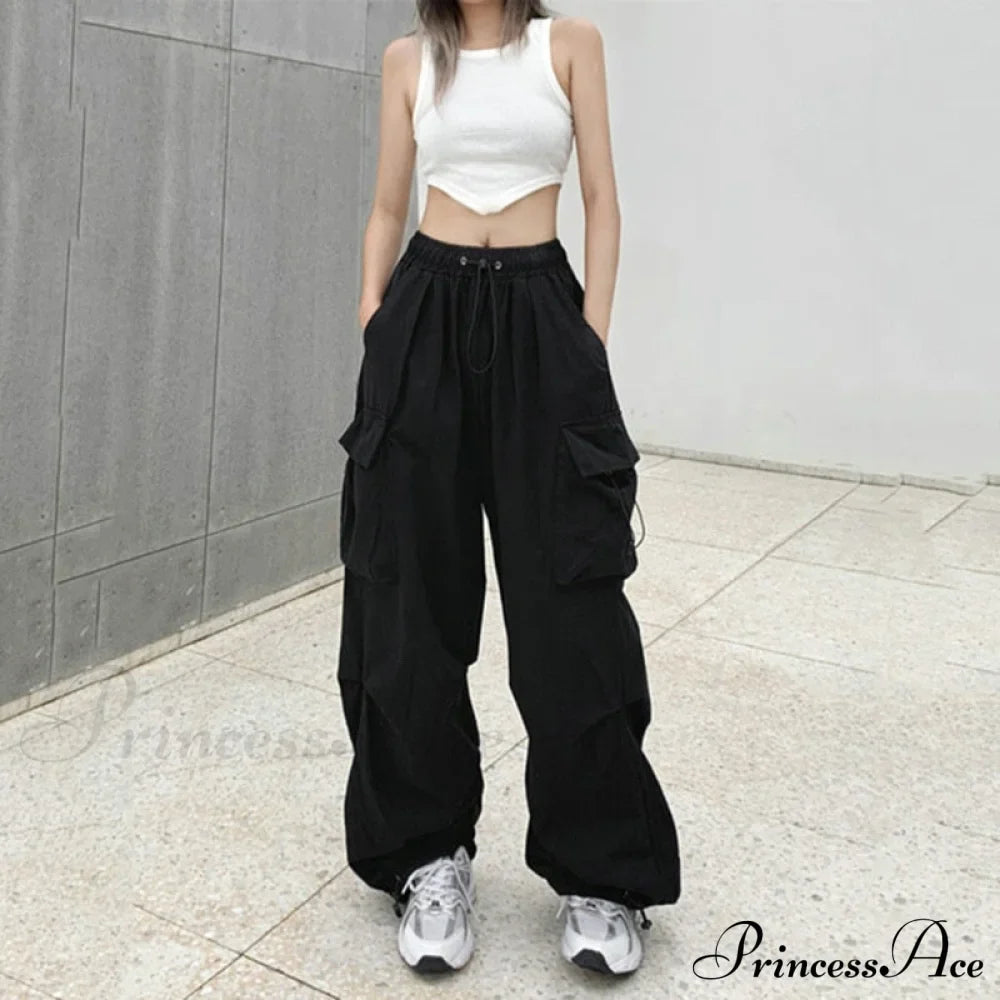 Straight Trousers Fashion Wide Leg Pockets Joggers Trousers image 5