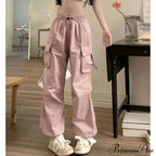 Straight Trousers Fashion Wide Leg Pockets Joggers Trousers image 2