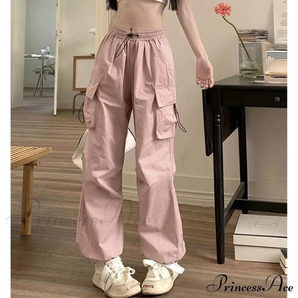 Straight Trousers Fashion Wide Leg Pockets Joggers Trousers image 2