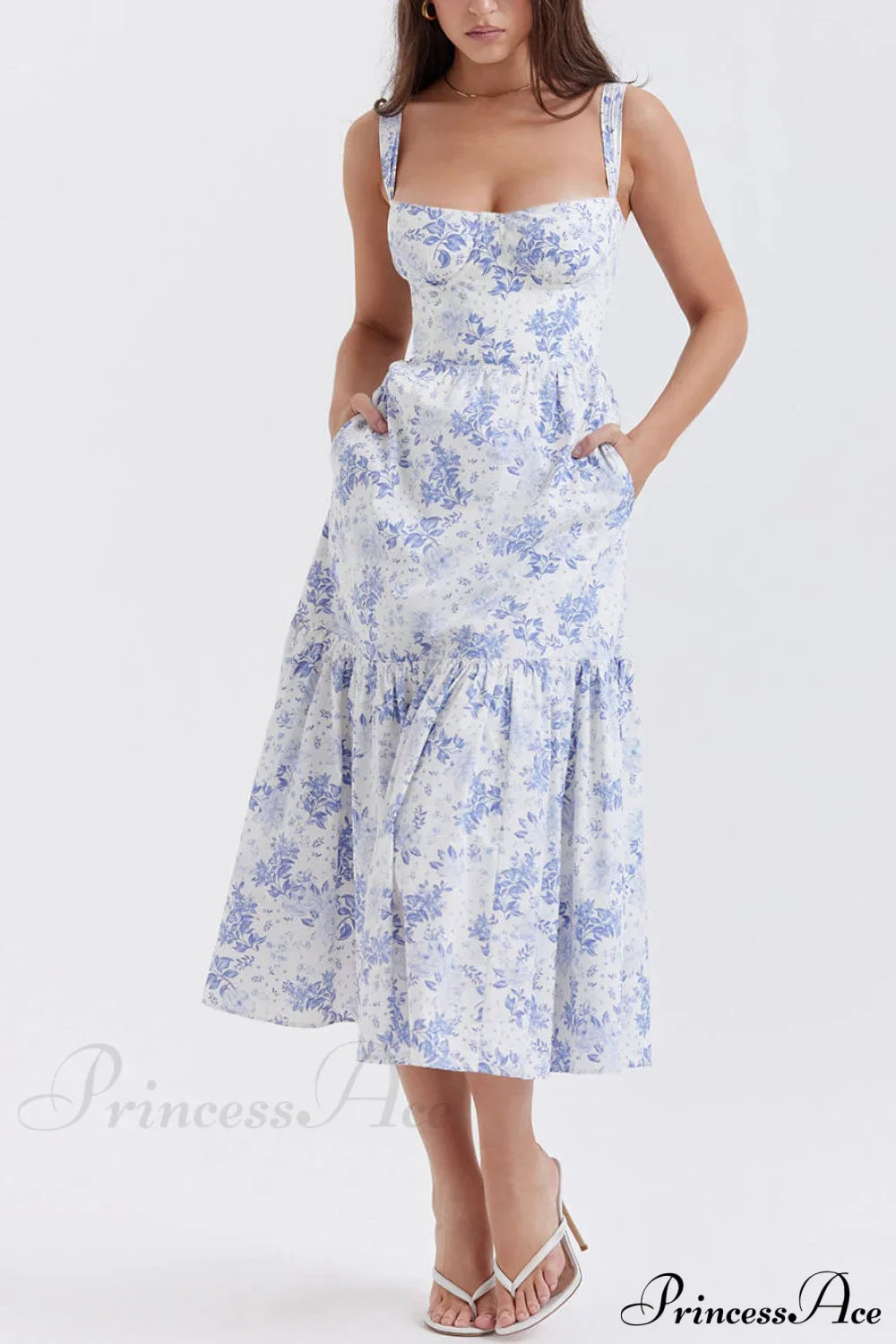 Strap A-Hem Stylish Floral Midi Dress image 9