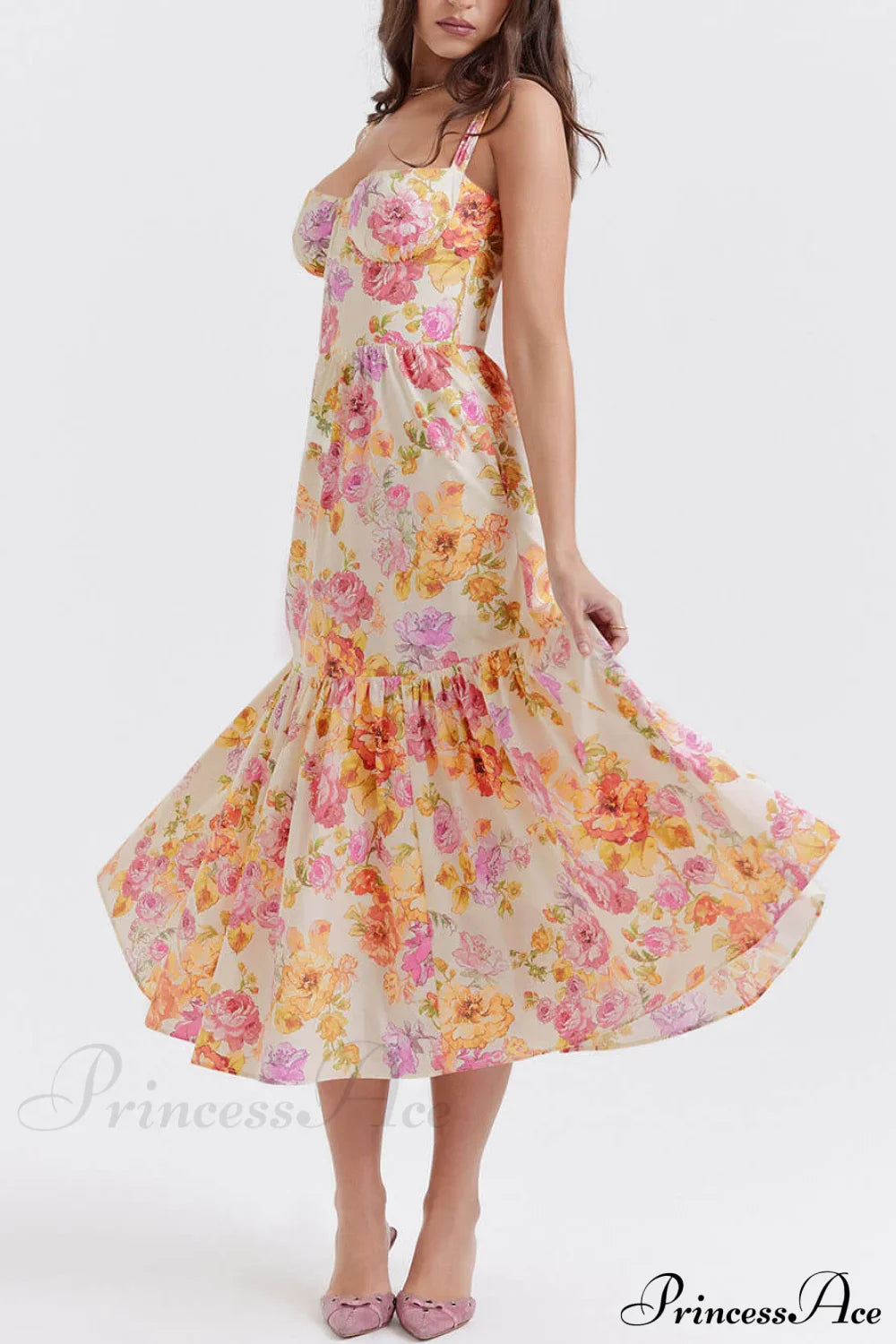 Strap A-Hem Stylish Floral Midi Dress image 6