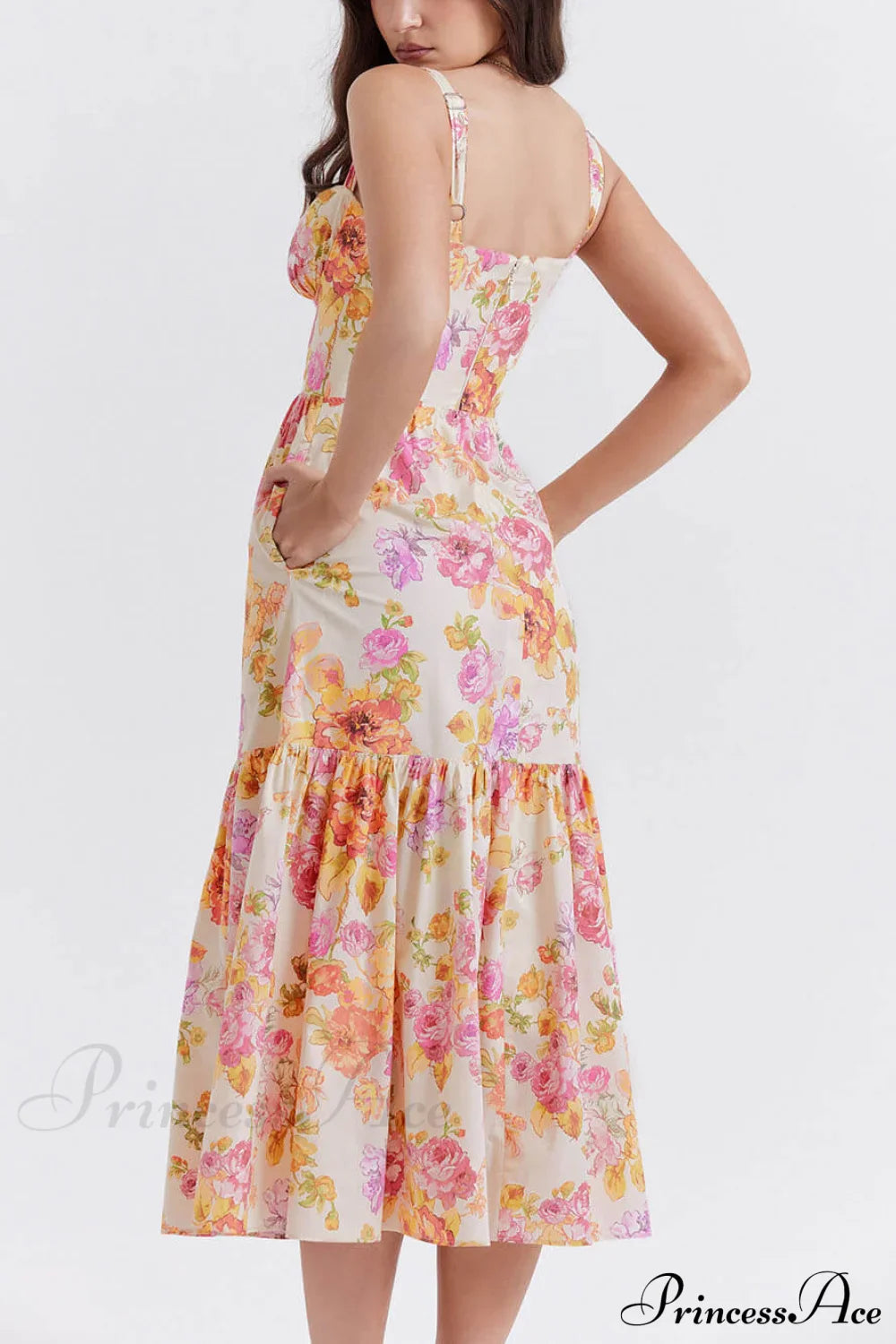 Strap A-Hem Stylish Floral Midi Dress image 8