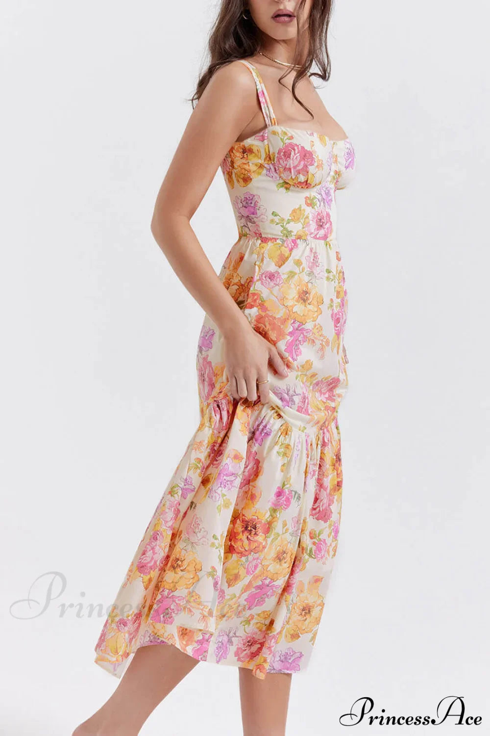 Strap A-Hem Stylish Floral Midi Dress image 4