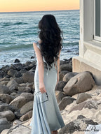 Strap Vintage Gown - Party Elegant Satin Midi Korean - Casual Gown Fashion image 3