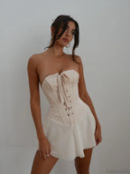 Strapless Bandage Lace-Up Mini Dress image 5