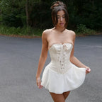 Strapless Bandage Lace-Up Mini Dress image 7