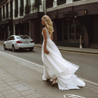 Strapless Bowknot Satin Wedding Dress image 4