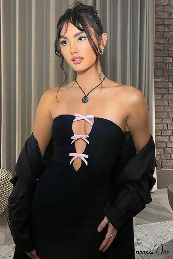 Strapless Dress with Bow-Tie Cut-Out image 4
