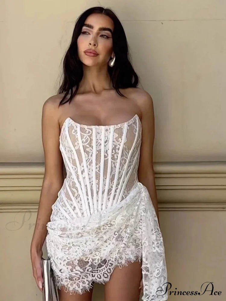Strapless Lace Corset Mini Dress - Sleeveless Bodycon Party Dress image 6