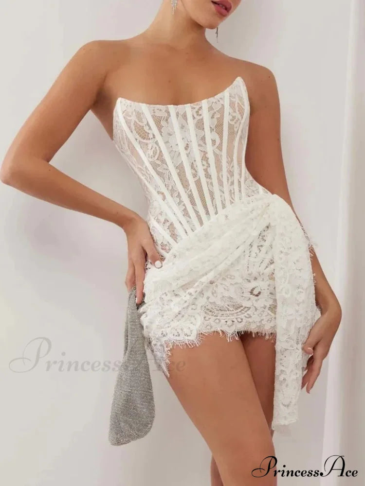 Strapless Lace Corset Mini Dress - Sleeveless Bodycon Party Dress image 4