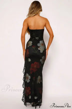 Strapless Lace Floral Backless Dress image 4