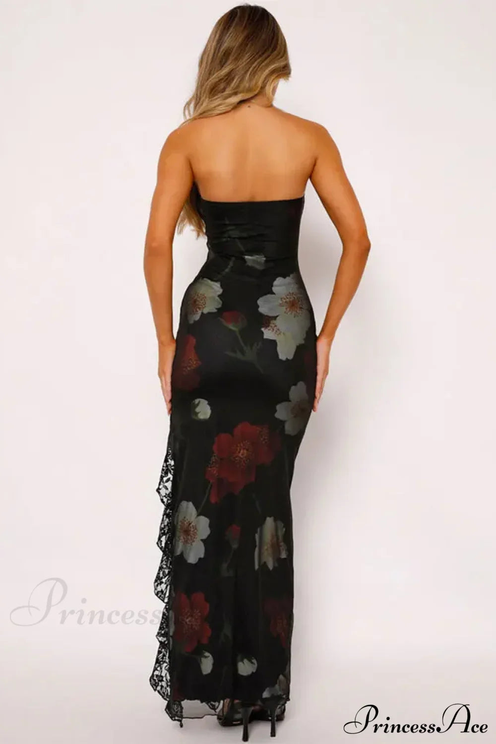 Strapless Lace Floral Backless Dress image 4