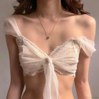 Strapless Lace Mesh Coquette Korean Aesthetic Tank image 2