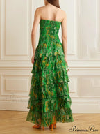 Strapless Layered Bandeau Charming Floral Print Maxi Dress image 2