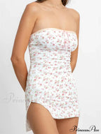 Strapless Off Shoulder Fairy Floral Print Backless Mini Dress image 5