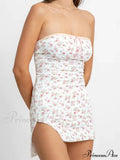 Strapless Off Shoulder Fairy Floral Print Backless Mini Dress image 3