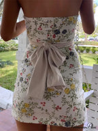 Strapless Off Shoulder Tube Sexy Floral Print Slim Mini Dress image 2