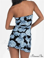 Strapless Off Shoulder Tube Summer Sexy Ruched Irregular Mini Dress image 3