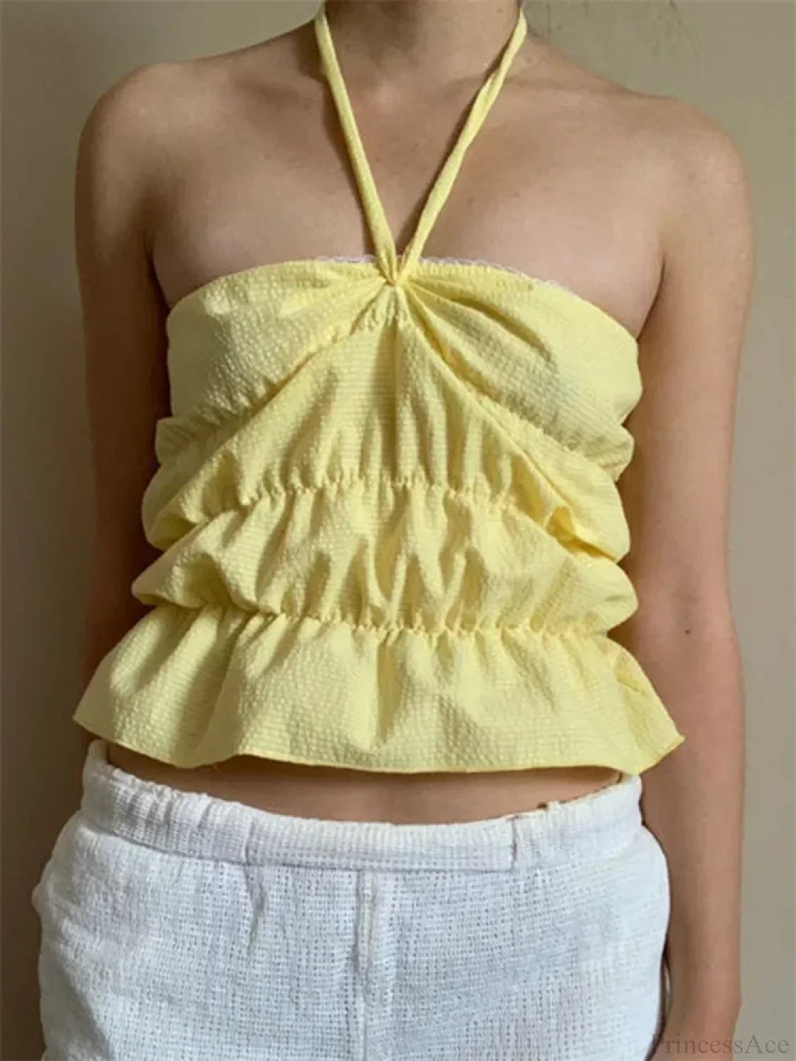 Strapless Plaid Ruched Backless Tube Crop Top image 3