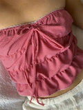 Strapless Plaid Ruched Backless Tube Crop Top image 6