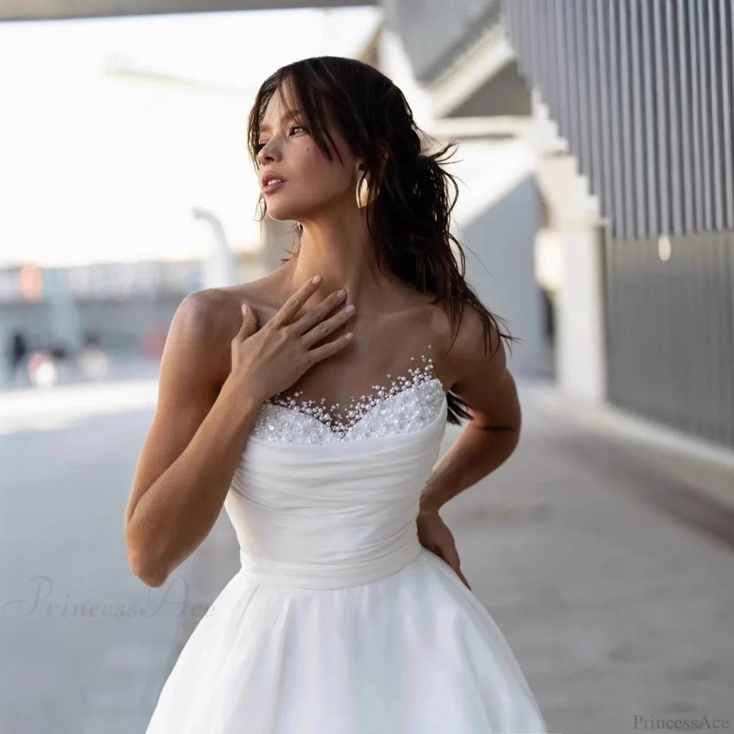 Strapless Sweet Lace Long Train Wedding Dress image 2