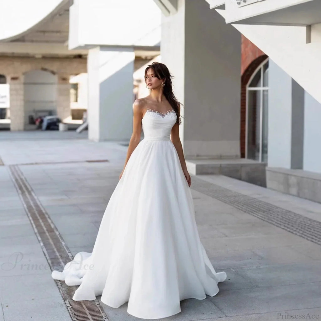 Strapless Sweet Lace Long Train Wedding Dress image 4