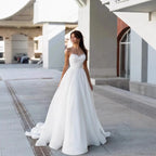 Strapless Sweet Lace Long Train Wedding Dress image 4