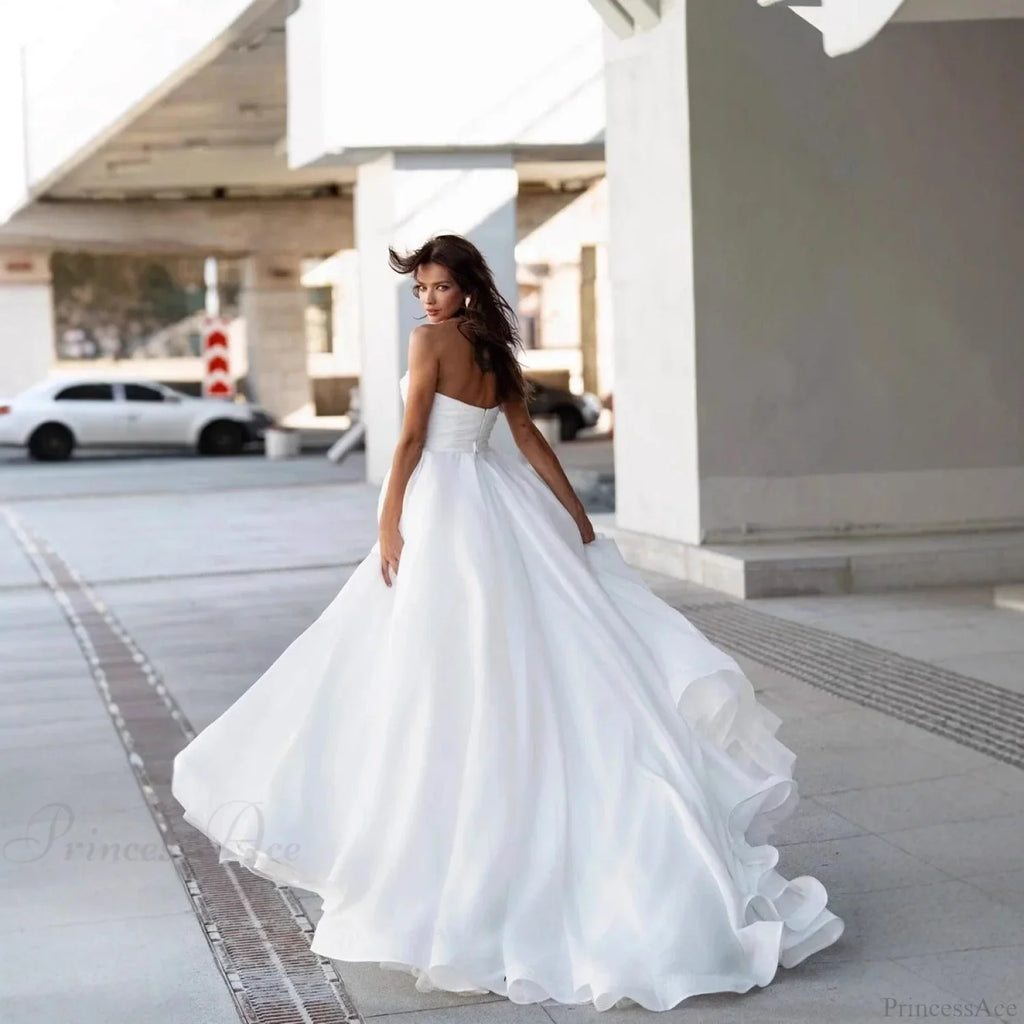 Strapless Sweet Lace Long Train Wedding Dress image 1