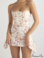 Strapless Tube Sexy Off Shoulder Low Cut Ruched Mini Dress image 3