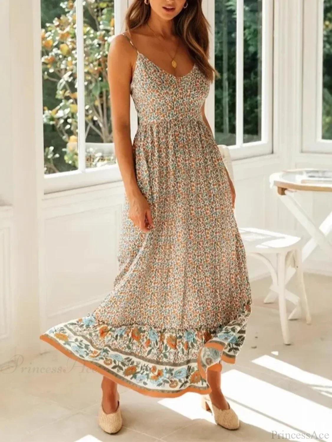 Strapless Vacation Summer Maxi Beach Boho Dress image 3