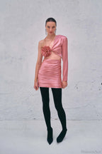 Strappy Asymmetrical Embroidered Prom Dress image 2