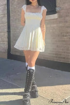 Strappy Lace Patchwork Corset Dress image 3