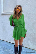 Strappy Waisted Pleated Shirts Dress image 3