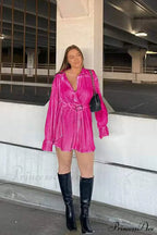 Strappy Waisted Pleated Shirts Dress image 8