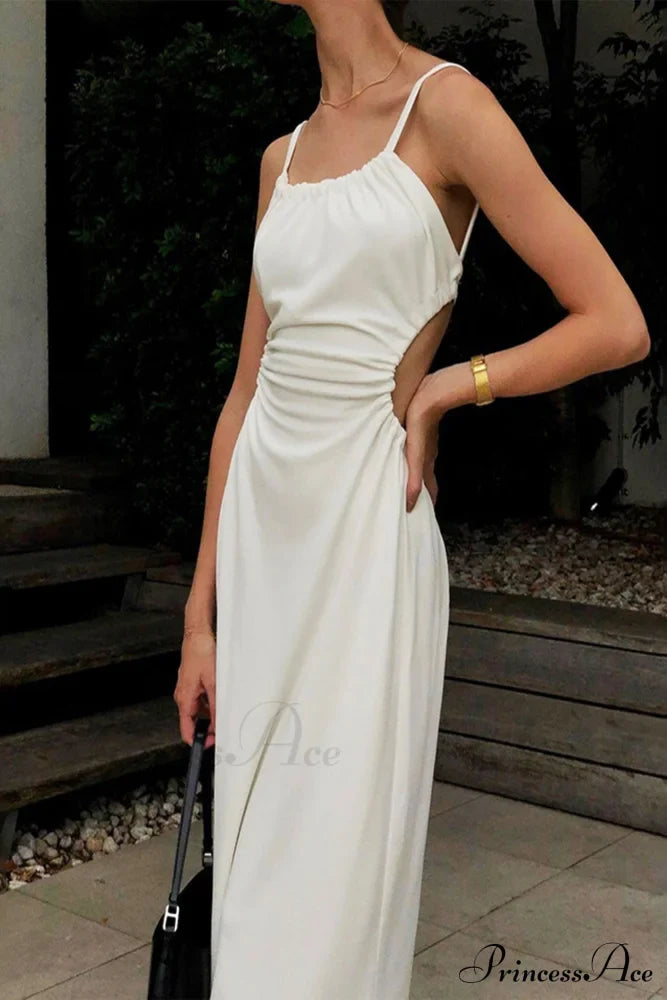 Strappy White Dress with Cut-out Back image 2