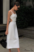 Strappy White Dress with Cut-out Back image 1