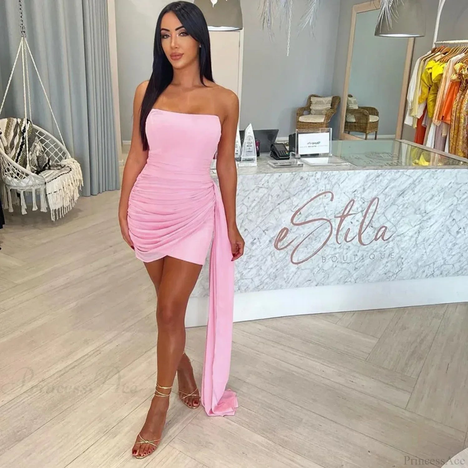 Streamer Mesh Elegant Mini Vacation Dress image 3