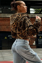 Street Style Leopard Print Hoodie Coat image 2