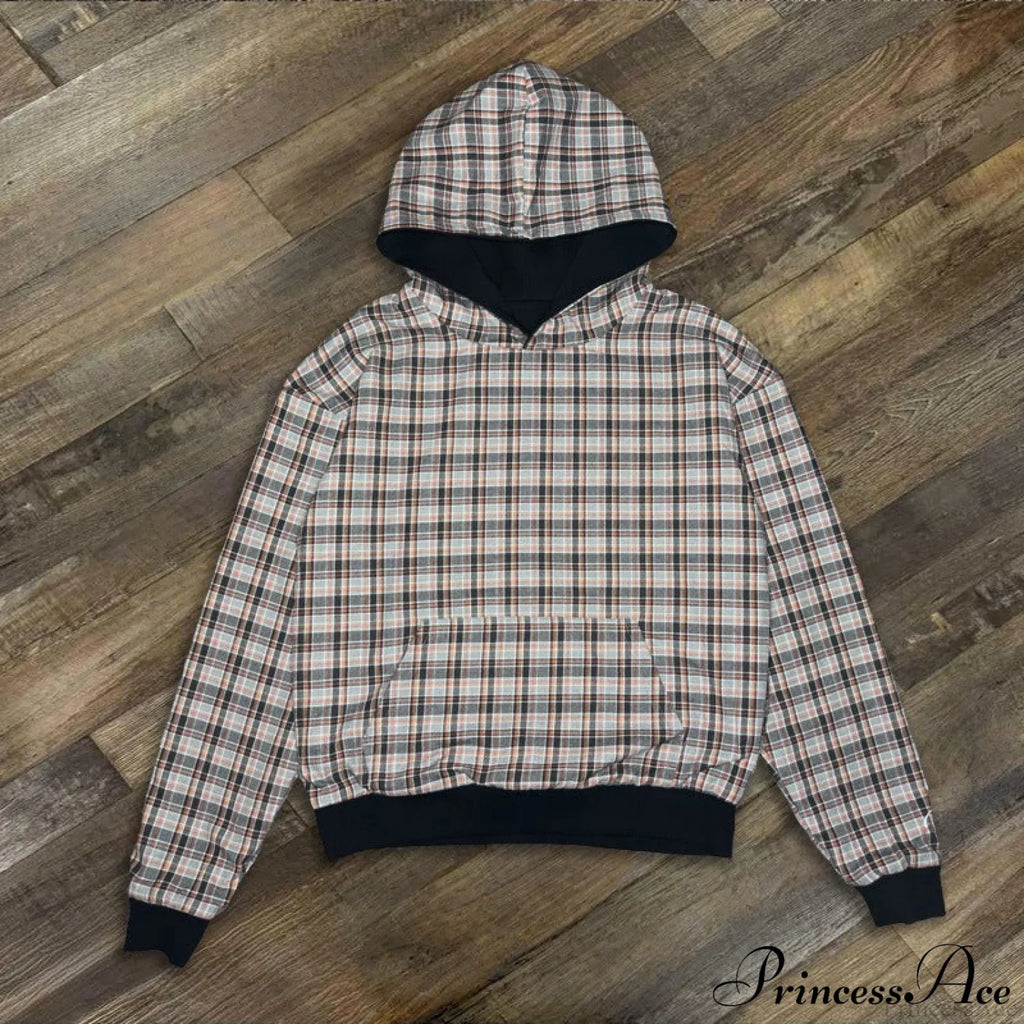 Street Style Reversible Plaid Hoodie image 2