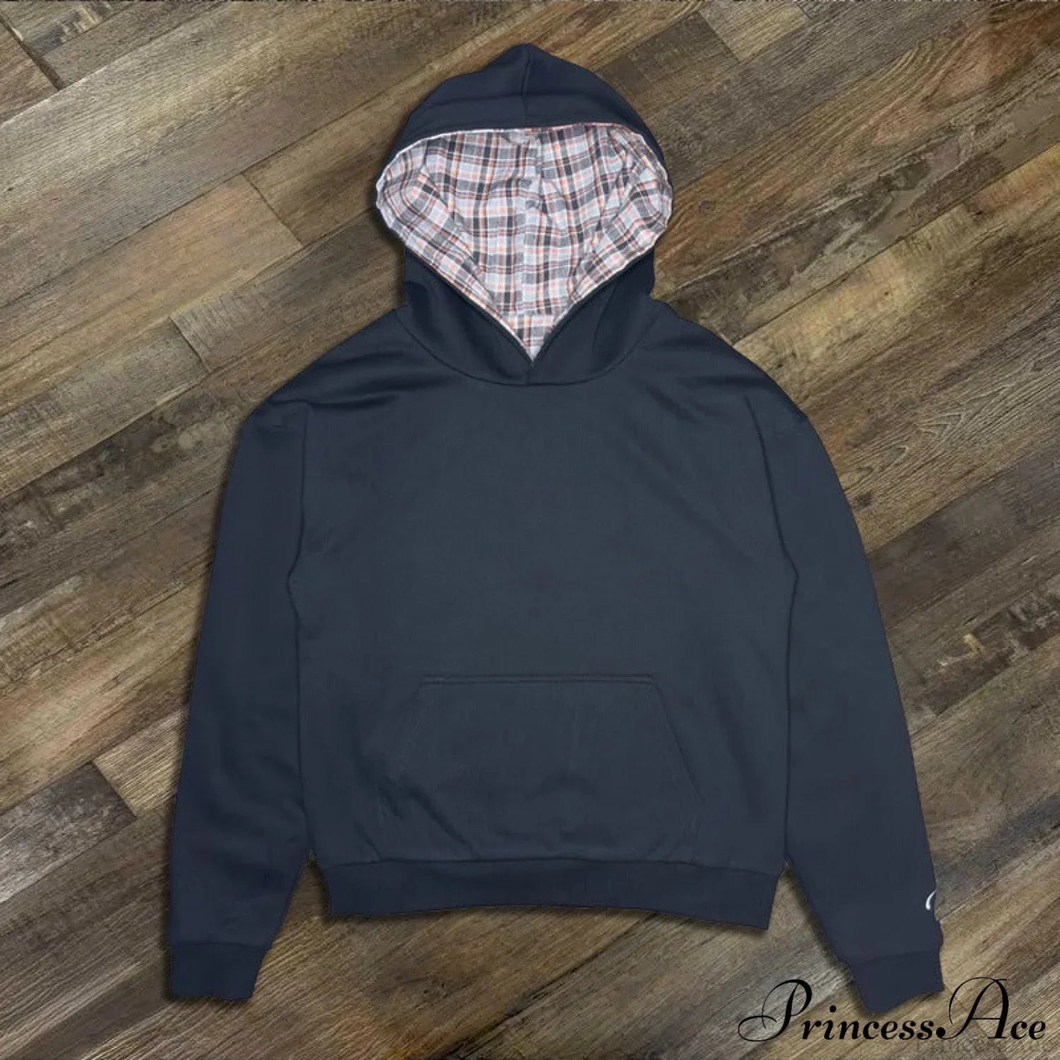 Street Style Reversible Plaid Hoodie image 4
