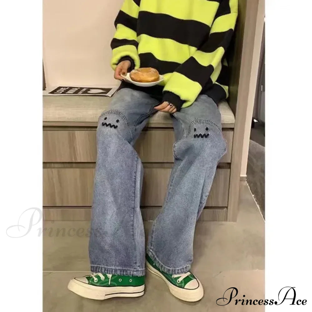 Street Trend Ruffian Handsome Letter Hip Hop Personality Fashion Ladies Trousers Jean image 1