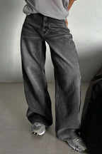 Street Vintage Smoky Gray Washed Wide Leg Jeans image 6