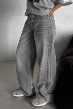 Street Vintage Smoky Gray Washed Wide Leg Jeans image 3