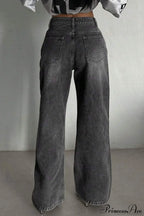 Street Vintage Smoky Gray Washed Wide Leg Jeans image 8