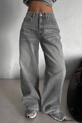 Street Vintage Smoky Gray Washed Wide Leg Jeans image 1