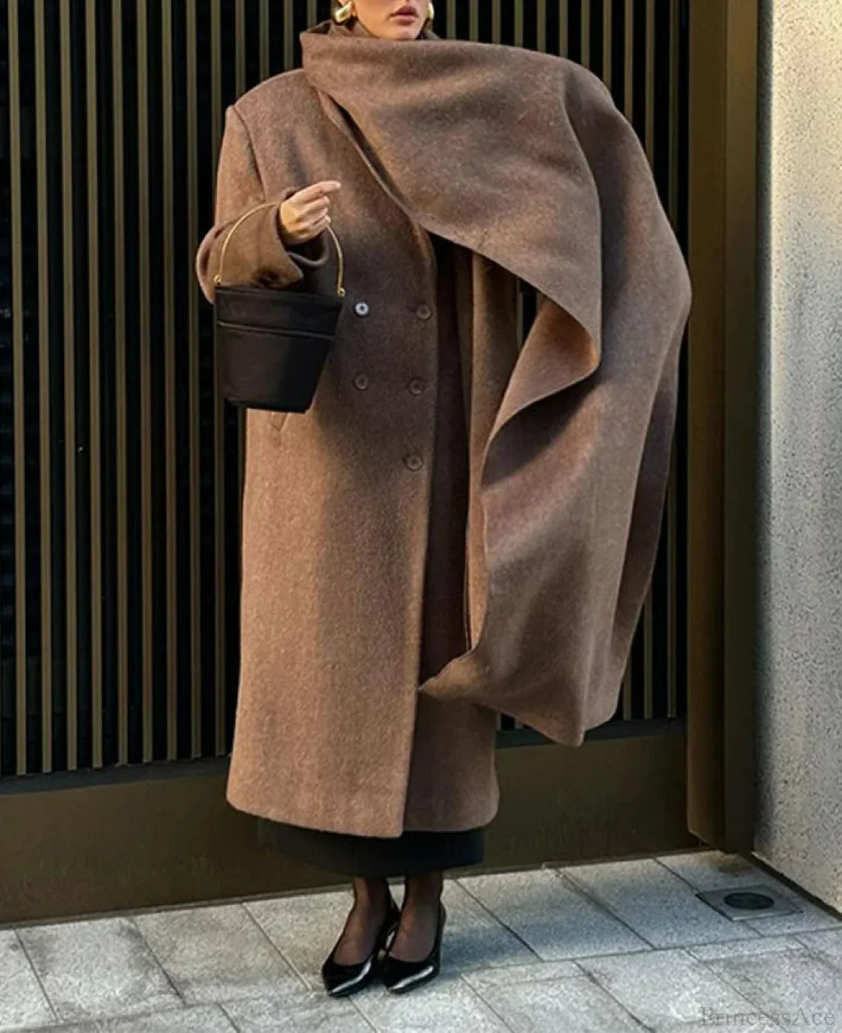 Street Women's Lapel Double-Breasted Overcoat image 2